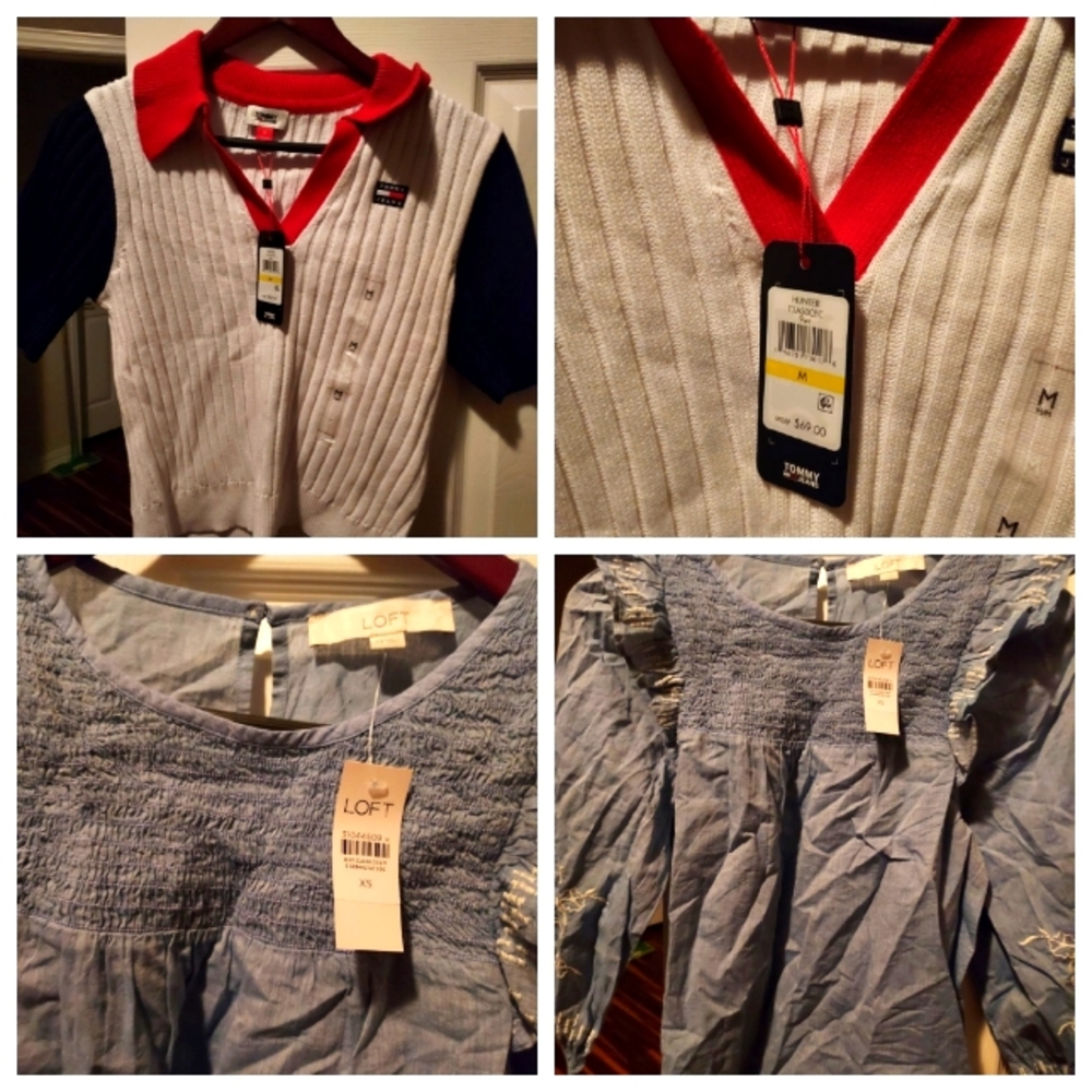 LOFT Blue Top and Tommy Hilfiger Sweater